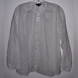 NWT J Crew Women's Cotton Voile Button Up Polka Dot Shirt S